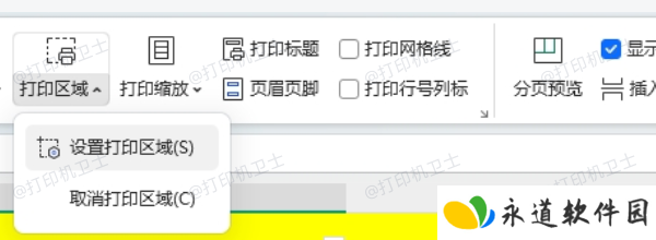 检查打印区域设置